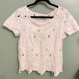 White Floral Lace Blouse cropped